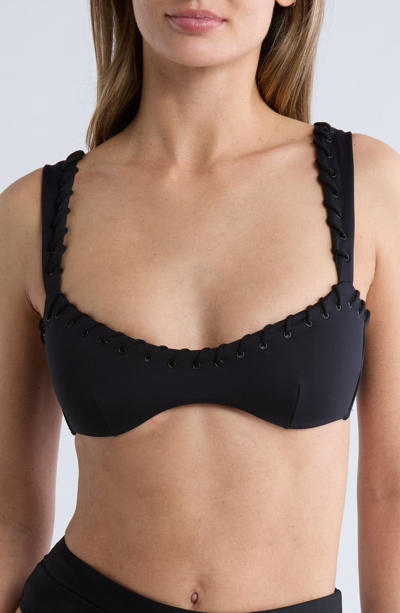 Good American Whip Stitch Sweetheart Bikini Top, Main, color,