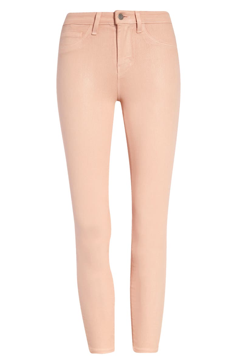 L'AGENCE Margot Coated Crop Skinny Jeans, Main, color, Petal Coated