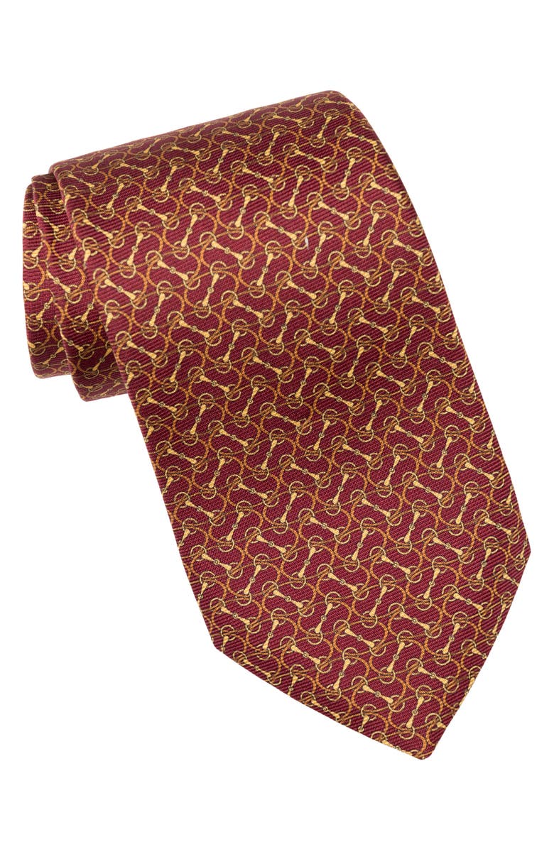 Elizabetta Palio - Printed Silk Tie for Men, Main, color, Burgundy