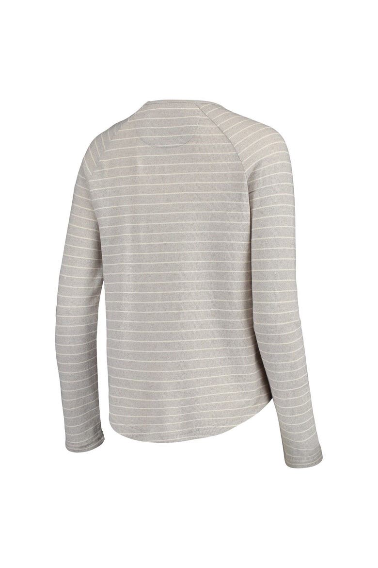 Women's Heathered Gray Texas Tech Red Raiders Seaside Striped French Terry Raglan Pullover Sweatshirt, Alternate, color, Heather Gray