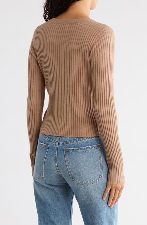 Leith Fitted Button Front Cardigan In Brown