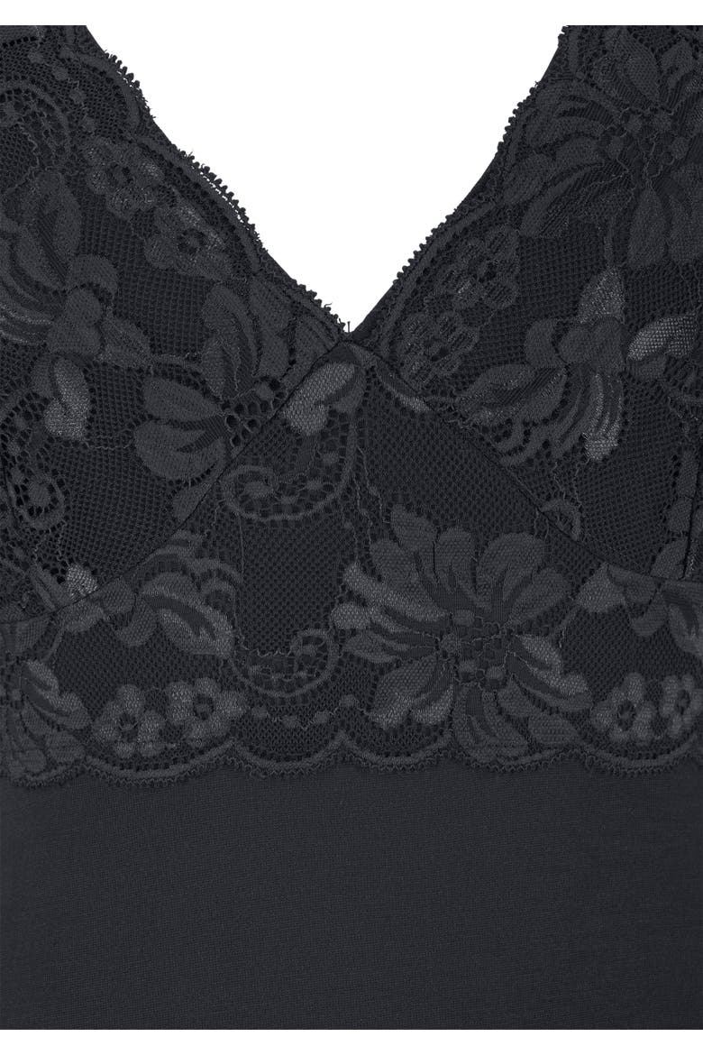 Lace V-Neck Nightgown, Alternate, color, Black