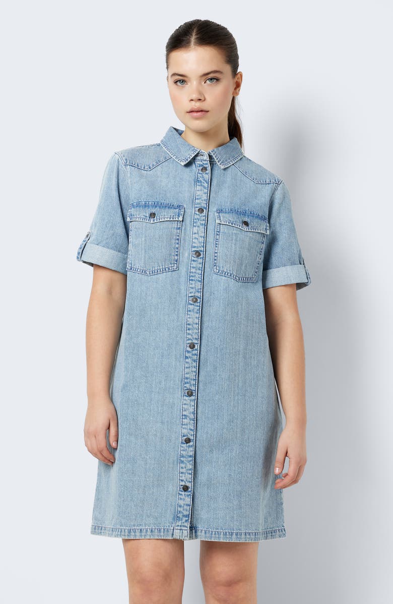 Noisy may Signe Denim Shirtdress, Alternate, color, 