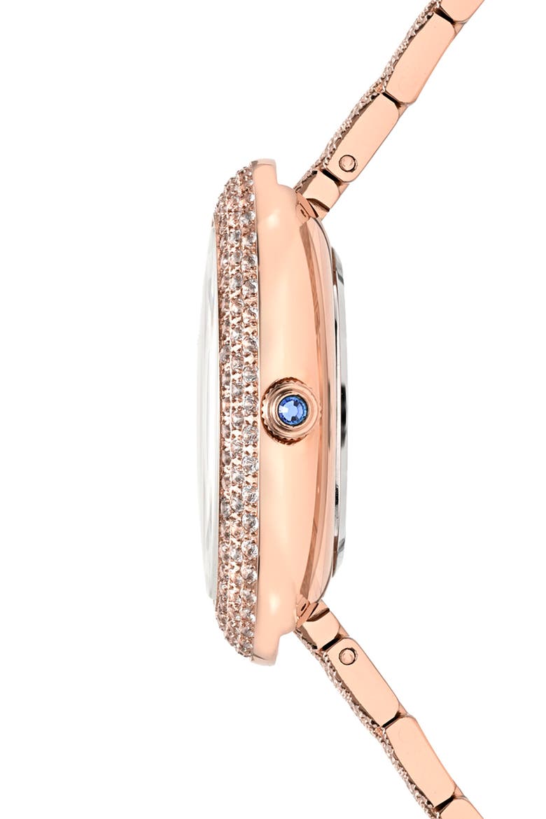 Women's Porsamo Bleu Angelica Oval MOP Dial Topaz Stainless Steel Watch, Alternate, color, ROSE/ WHITE