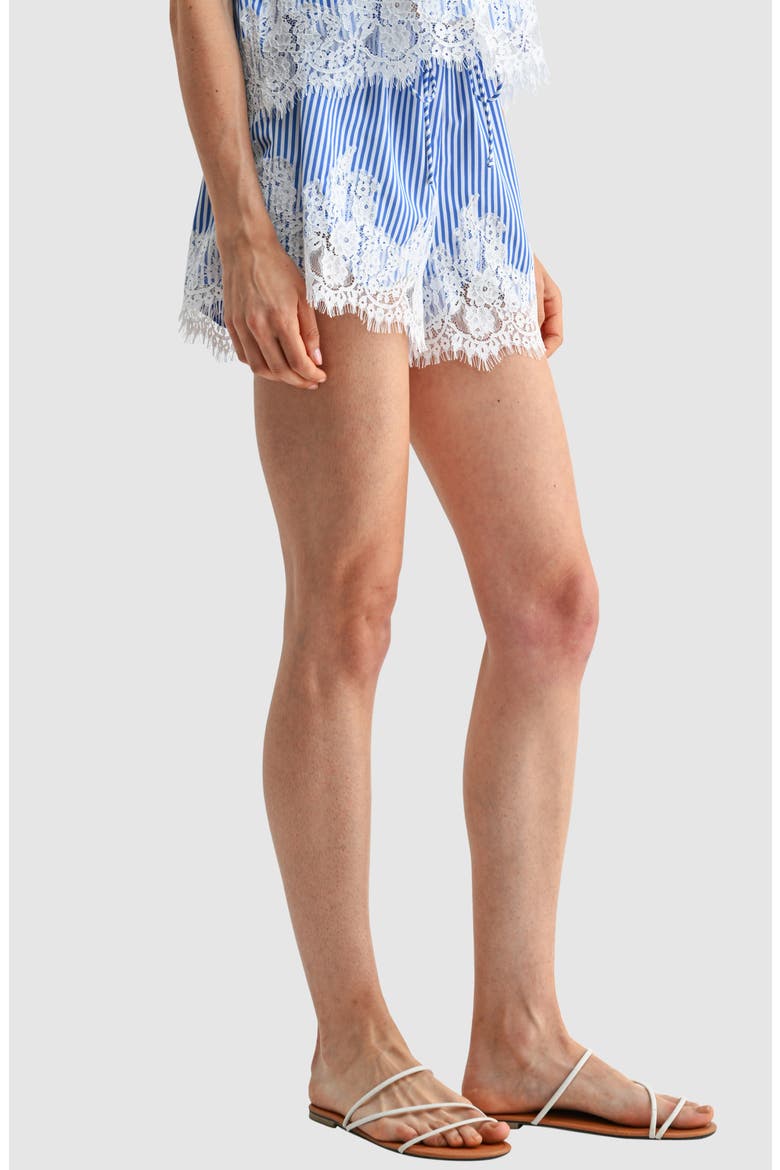 Lace Hem Stripe Shorts, Alternate, color, BLUE STRIPE