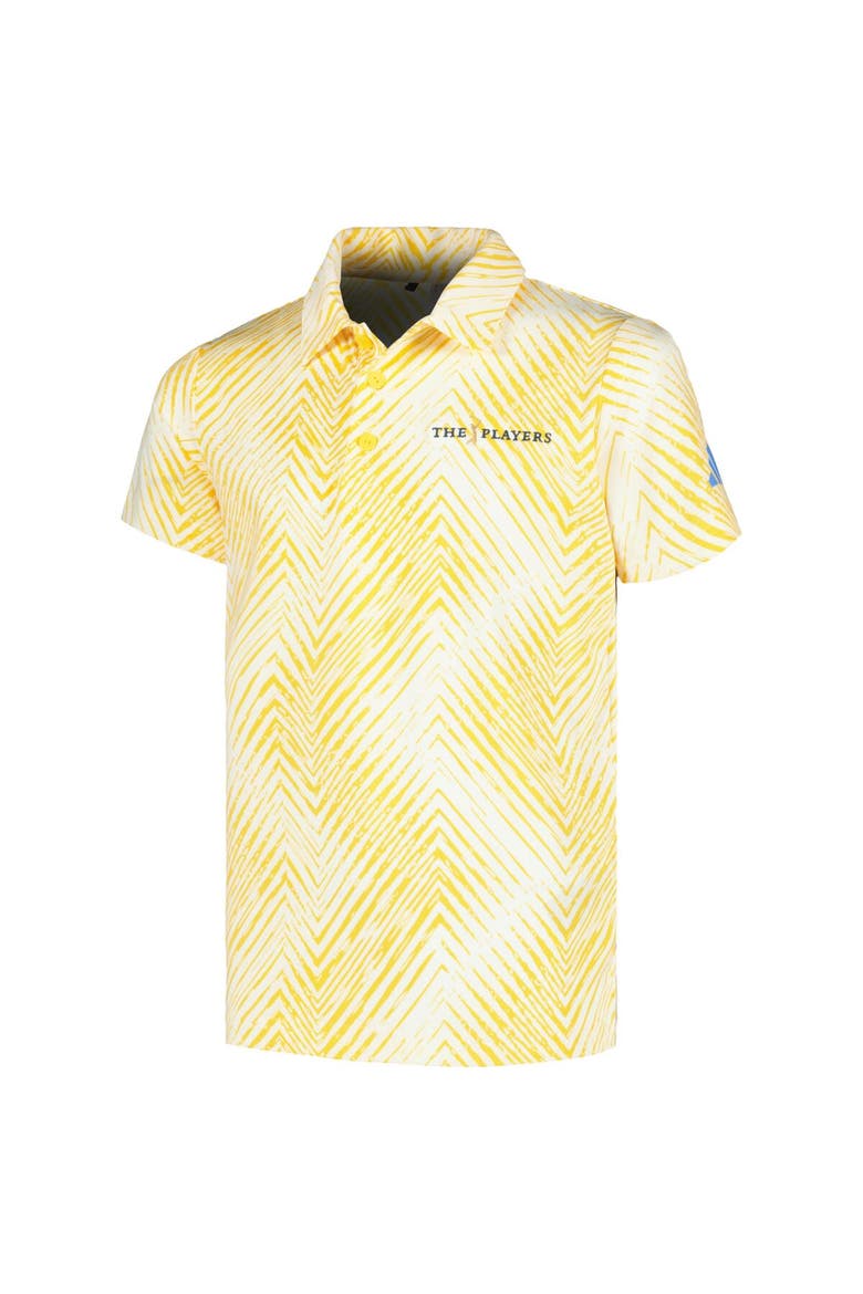Youth adidas Cream/Orange THE PLAYERS Striped Polo, Alternate, color, Cream