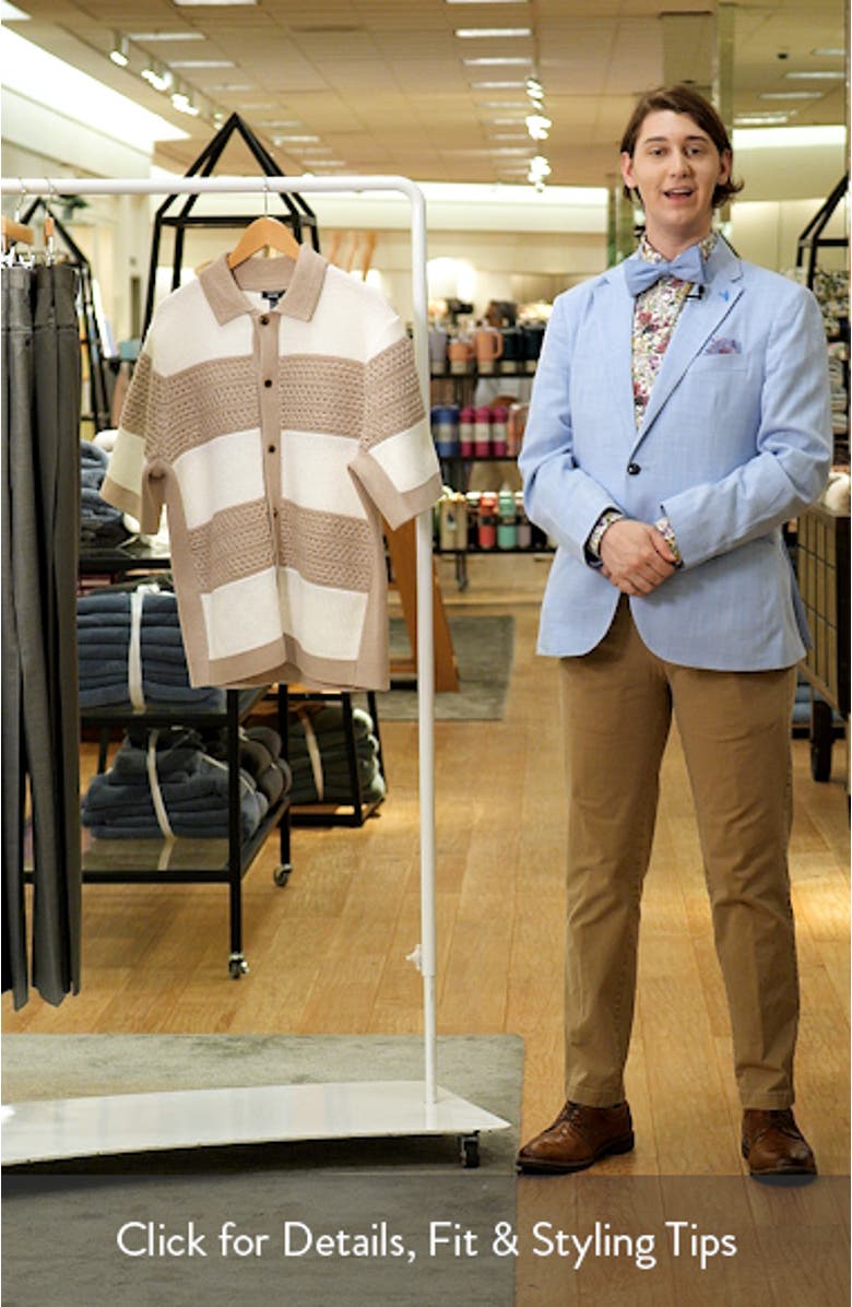 Marek Open Knit Short Sleeve Button-Up Shirt, sales video thumbnail