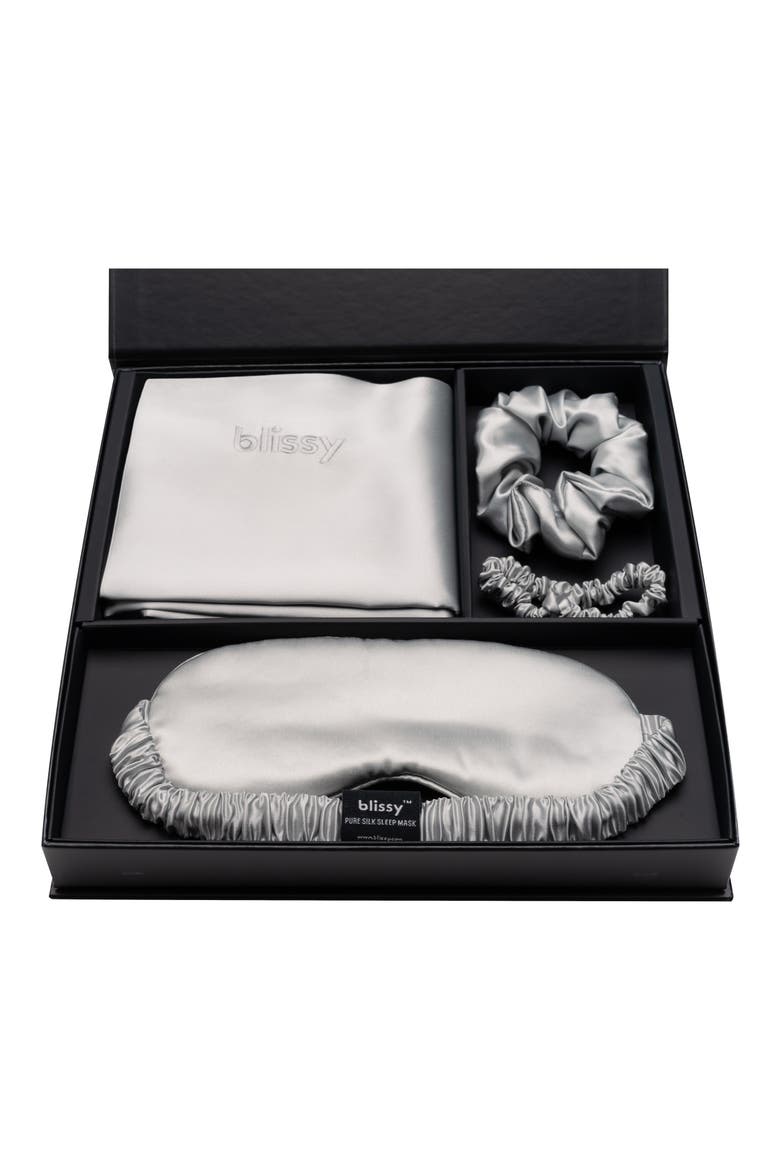 Dream 4-Piece Mulberry Silk Set, Alternate, color, METALLIC SILVER