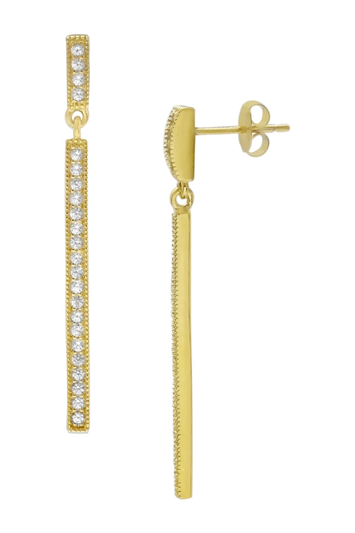 SAVVY CIE JEWELS 18K Gold Vermeil Linear CZ Drop Earrings