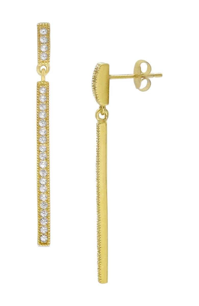 SAVVY CIE JEWELS 18K Gold Vermeil Linear CZ Drop Earrings, Main, color, Gold