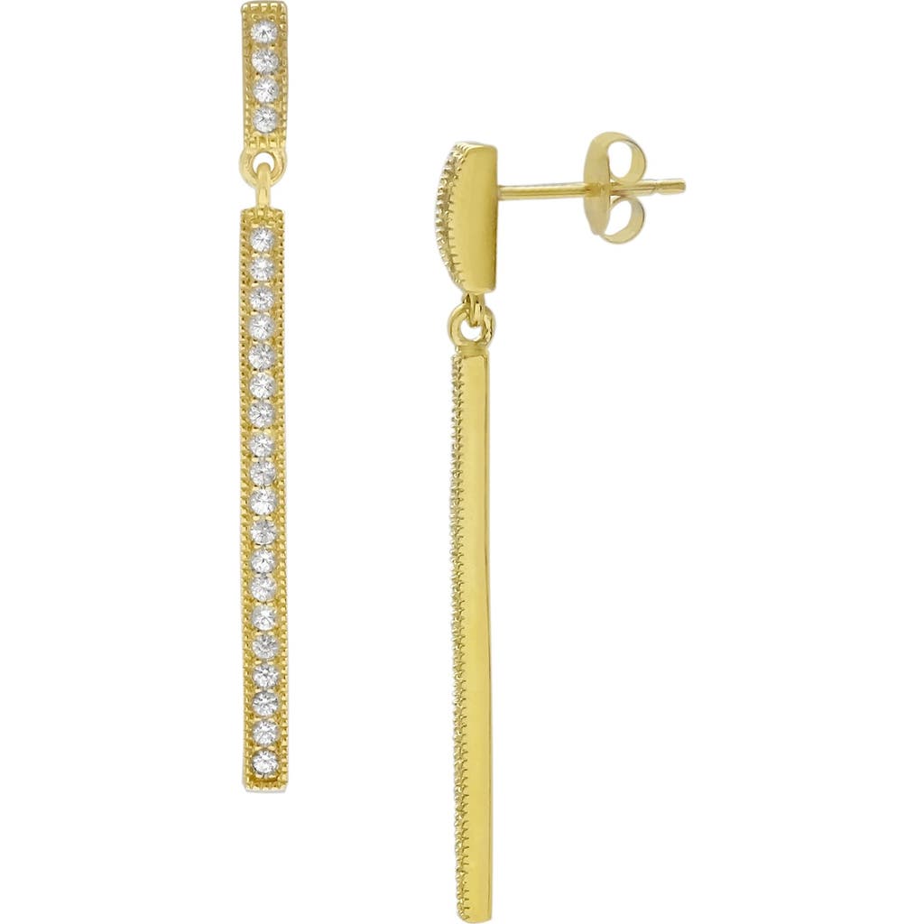 Savvy Cie Jewels 18k Gold Vermeil Linear Cz Drop Earrings In Gold