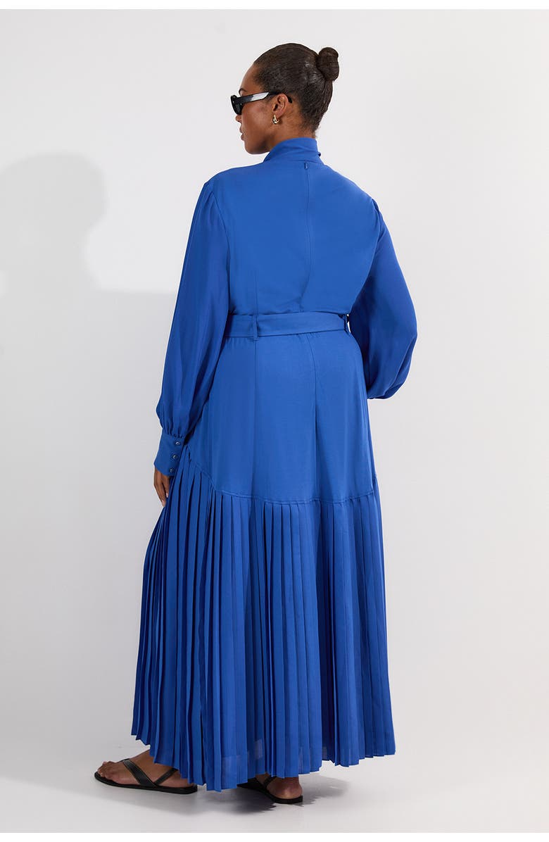 Karen Millen Georgette Mix Midi Dress, Alternate, color, Cobalt