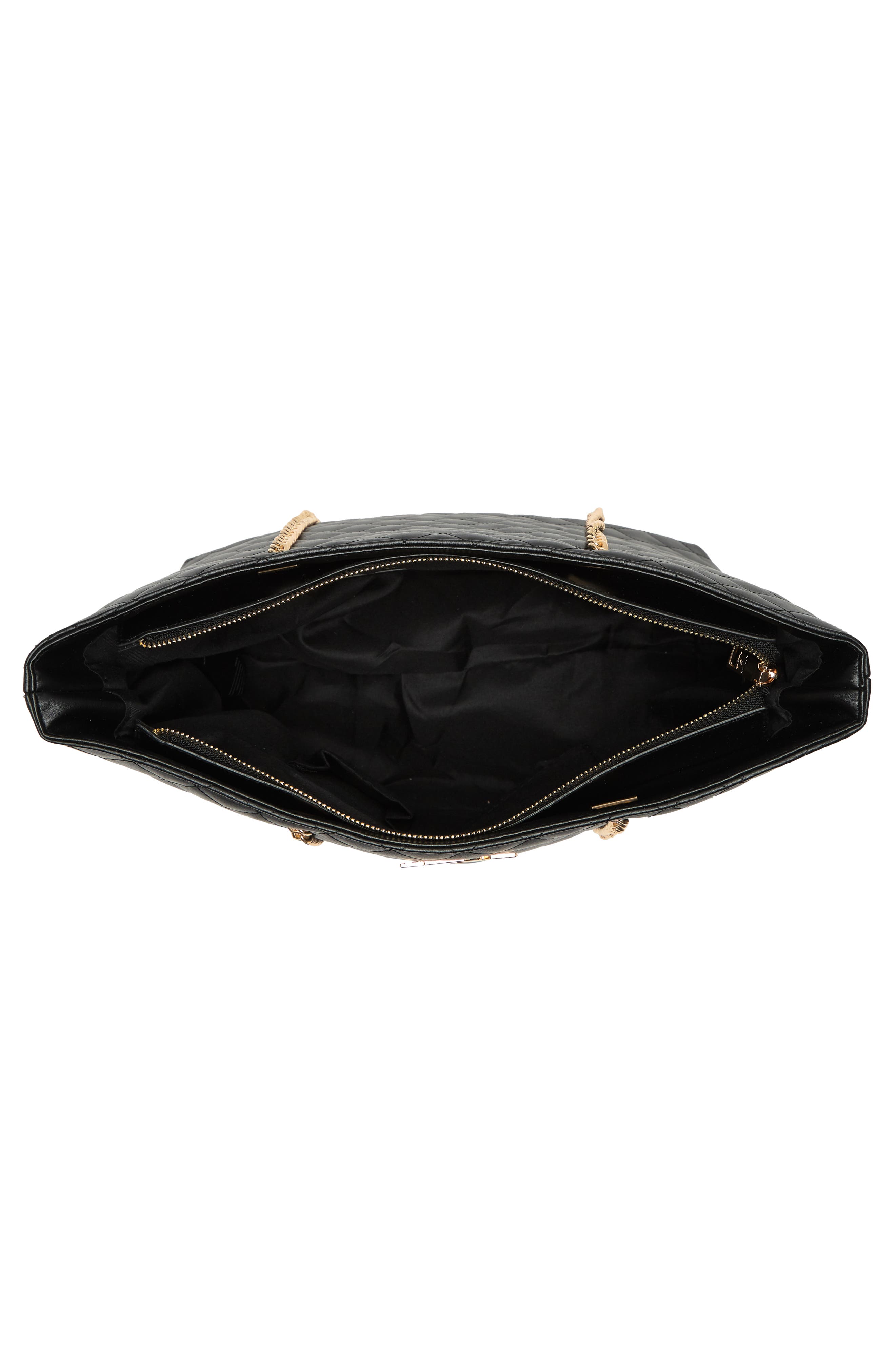 Badgley Mischka Collection Large Quilted Tote Bag, Alternate, color, Black