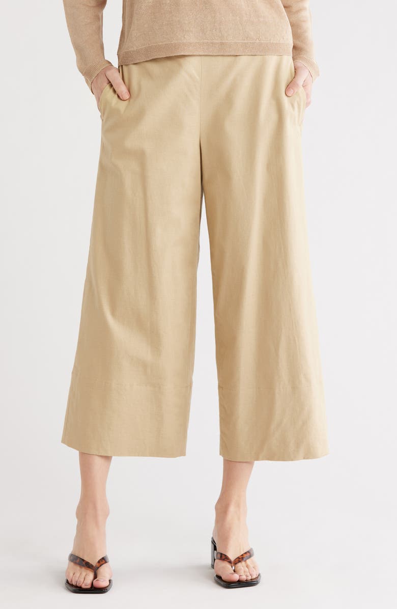Vince Linen Blend Crop Wide Leg Pants, Main, color, Cliff Side