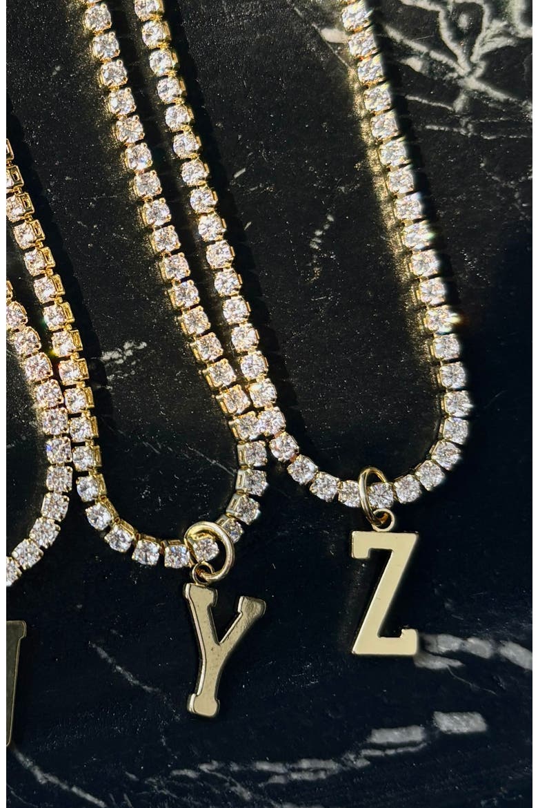 Initial Charm Tennis Necklace, Alternate, color, GOLD-Z