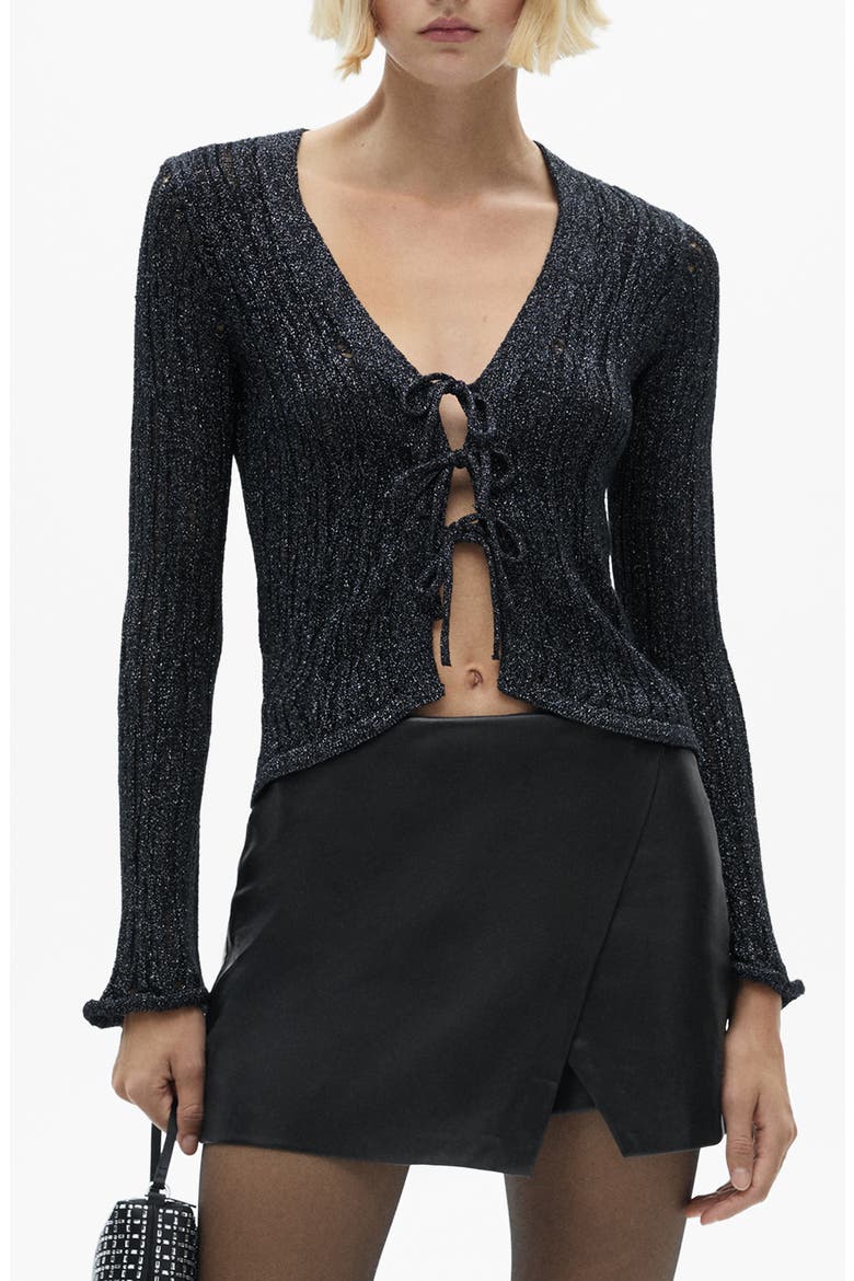 Metallic Cardigan, Main, color, BLACK