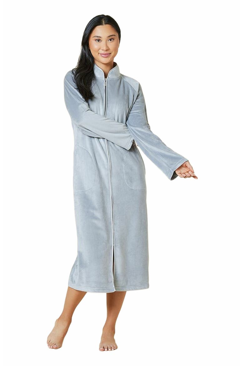 Serenity Mandarin Collar Zip Robe, Main, color, Grey
