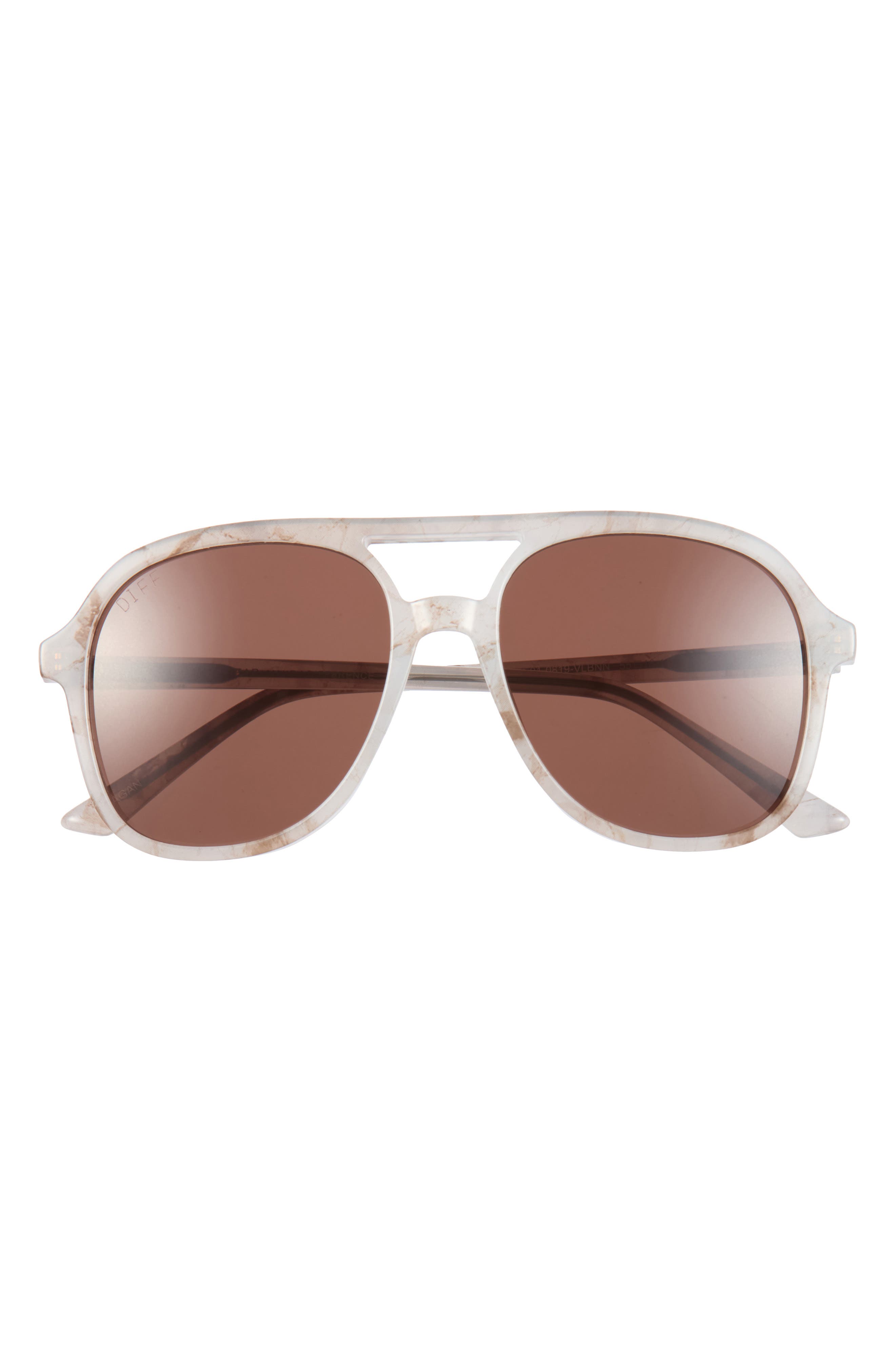 Diff Tegan 55mm Aviator Sunglasses In Latte Tortoise Brown