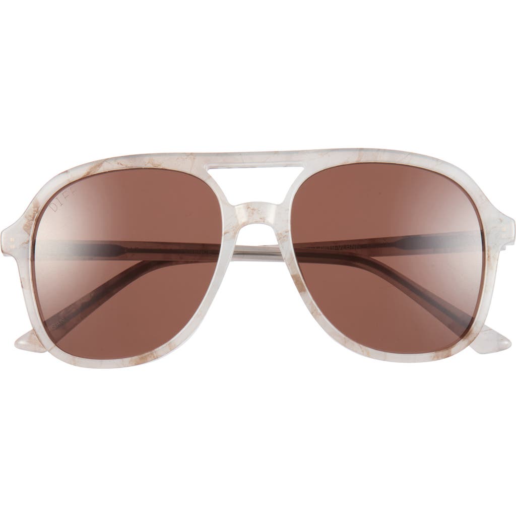 Diff Tegan 55mm Aviator Sunglasses In Latte Tortoise Brown