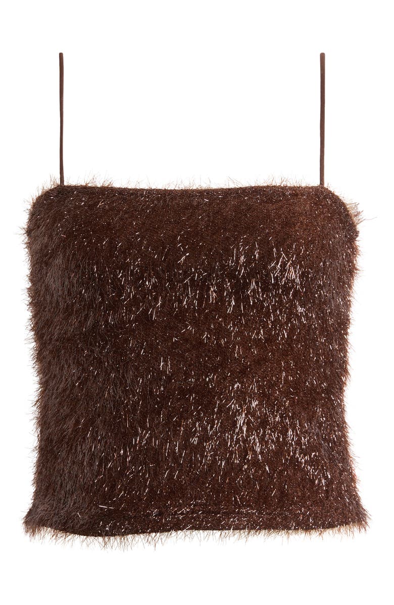Topshop Tinsel Crop Camisole, Alternate, color, Brown