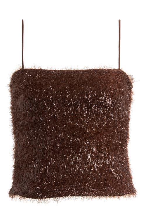 Topshop Tinsel Crop Camisole in Brown 