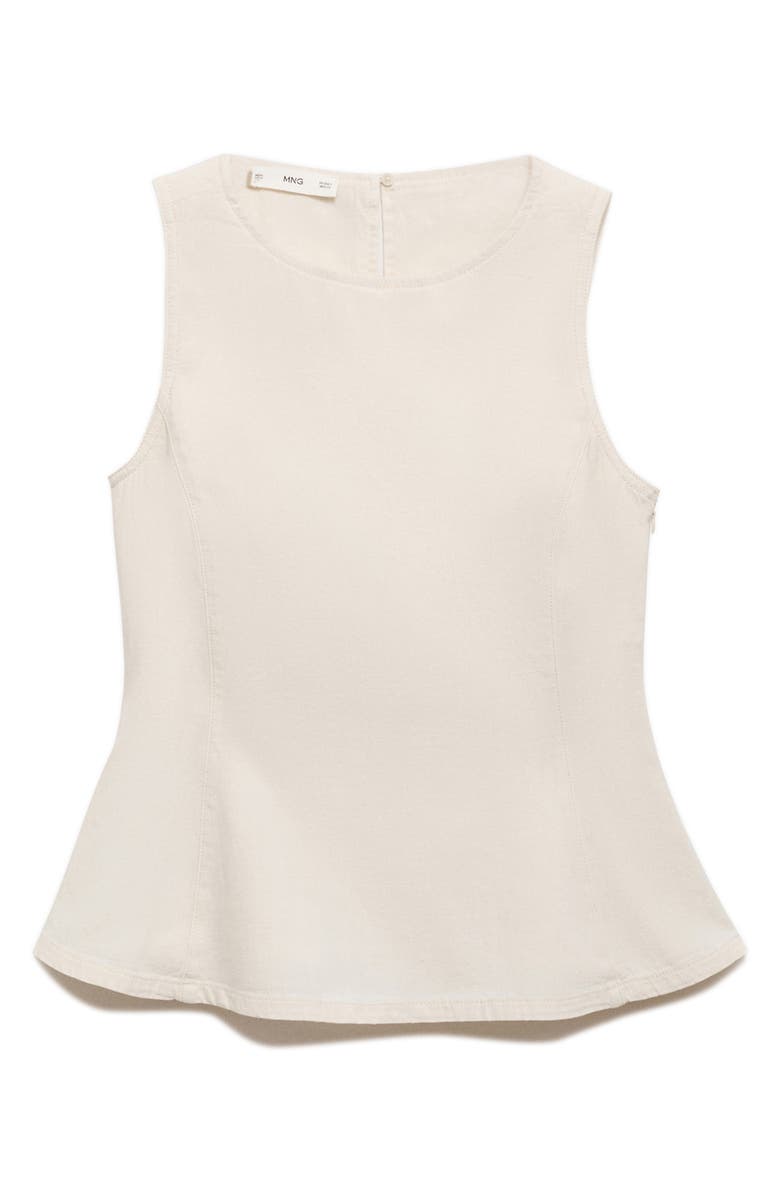 MANGO Flared Cotton & Linen Denim Top, Alternate, color, Off White