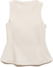 MANGO Flared Cotton & Linen Denim Top