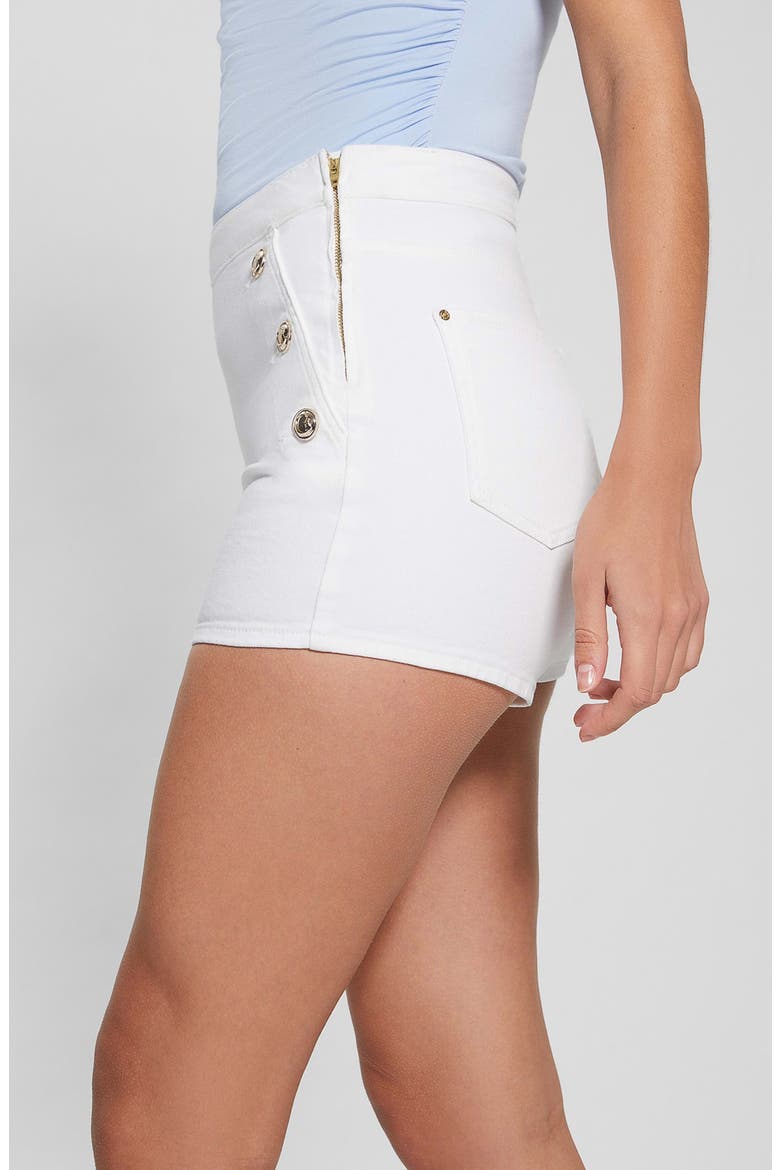 Janea High Waist Button Shorts, Alternate, color, WHITE