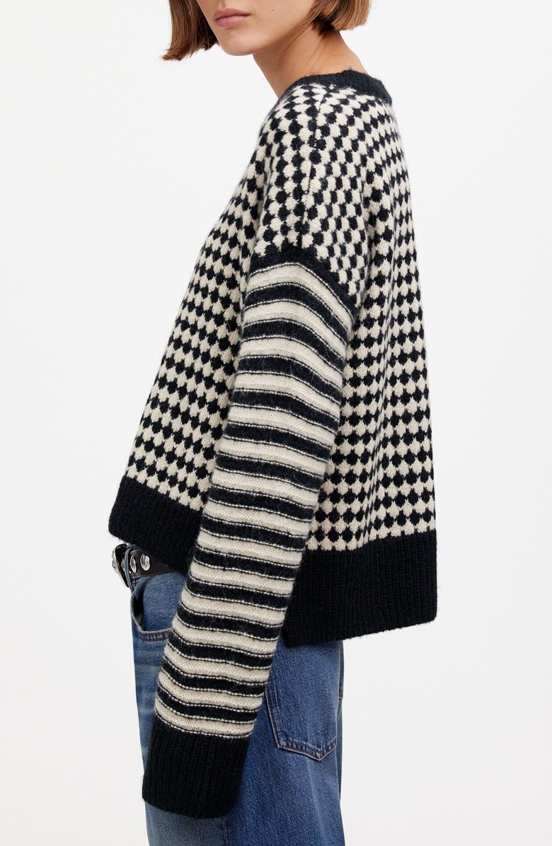 Madewell Mixed Stripe Raglan Pullover Sweater, Alternate, color,