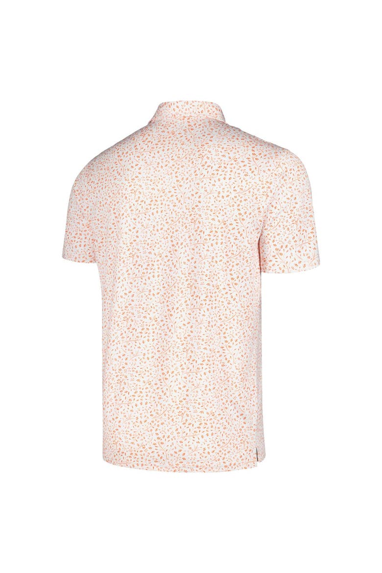 Men's Antigua White/Orange Cleveland Browns Motion Polo, Alternate, color, White