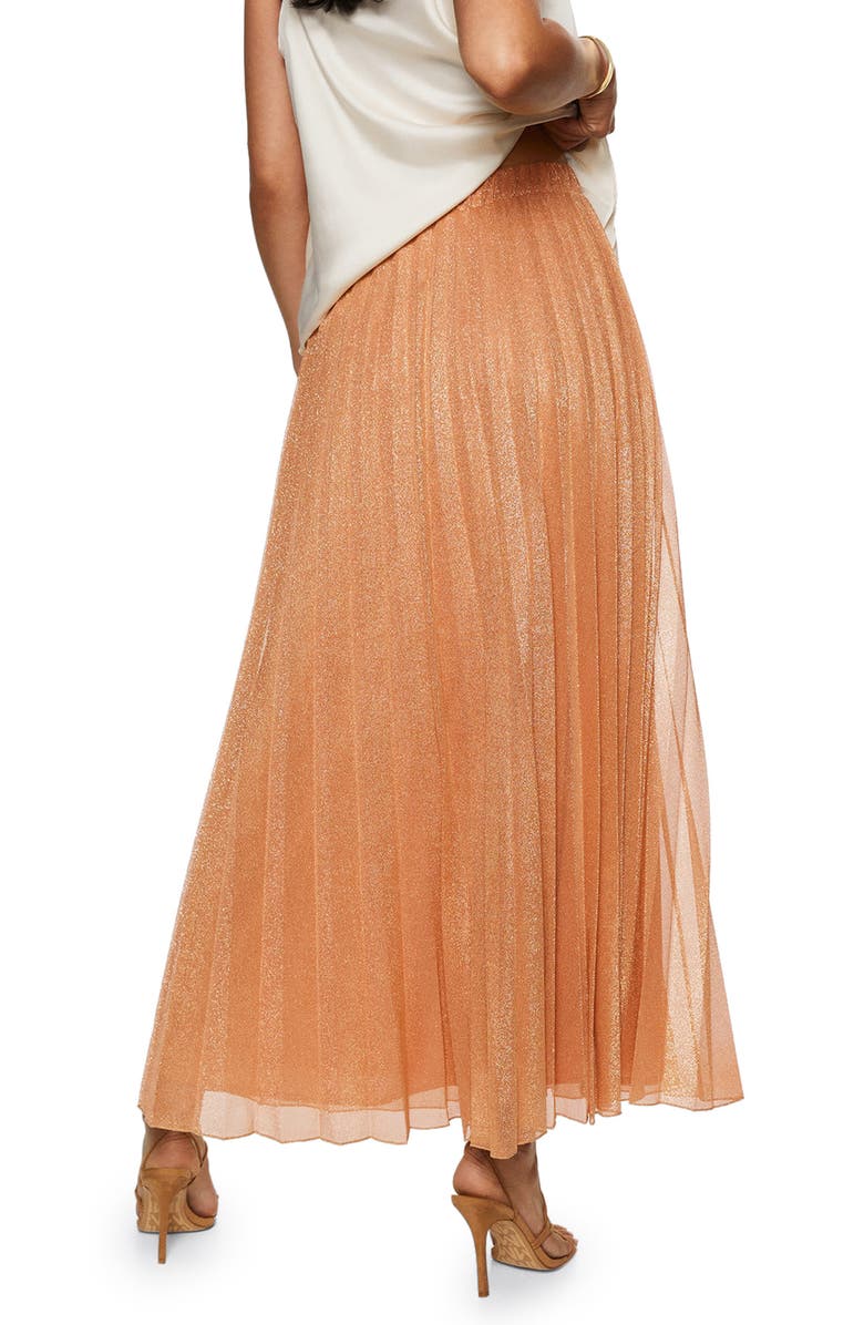 MANGO Metallic Pleated Skirt, Alternate, color,