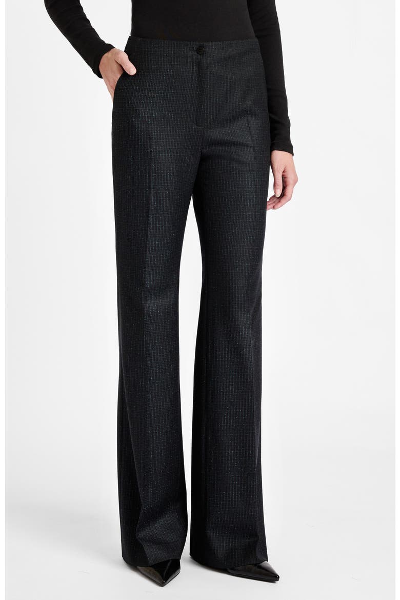 Beth Flared Pant in Tonal Mini Check Wool, Main, color, Charcoal Multi