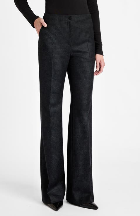 Beth Flared Pant in Tonal Mini Check Wool