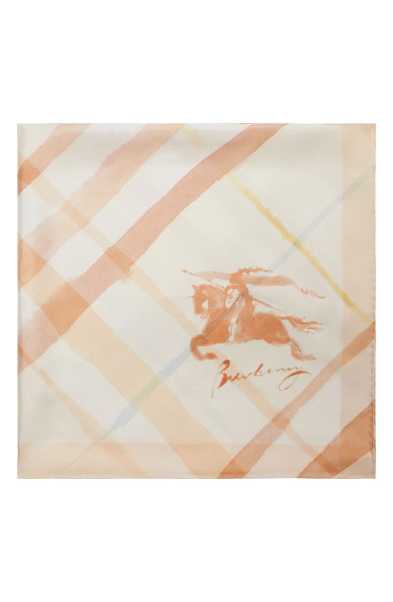Burberry Equestrian Knight Design Watercolor Check Silk Square Scarf, Alternate, color,