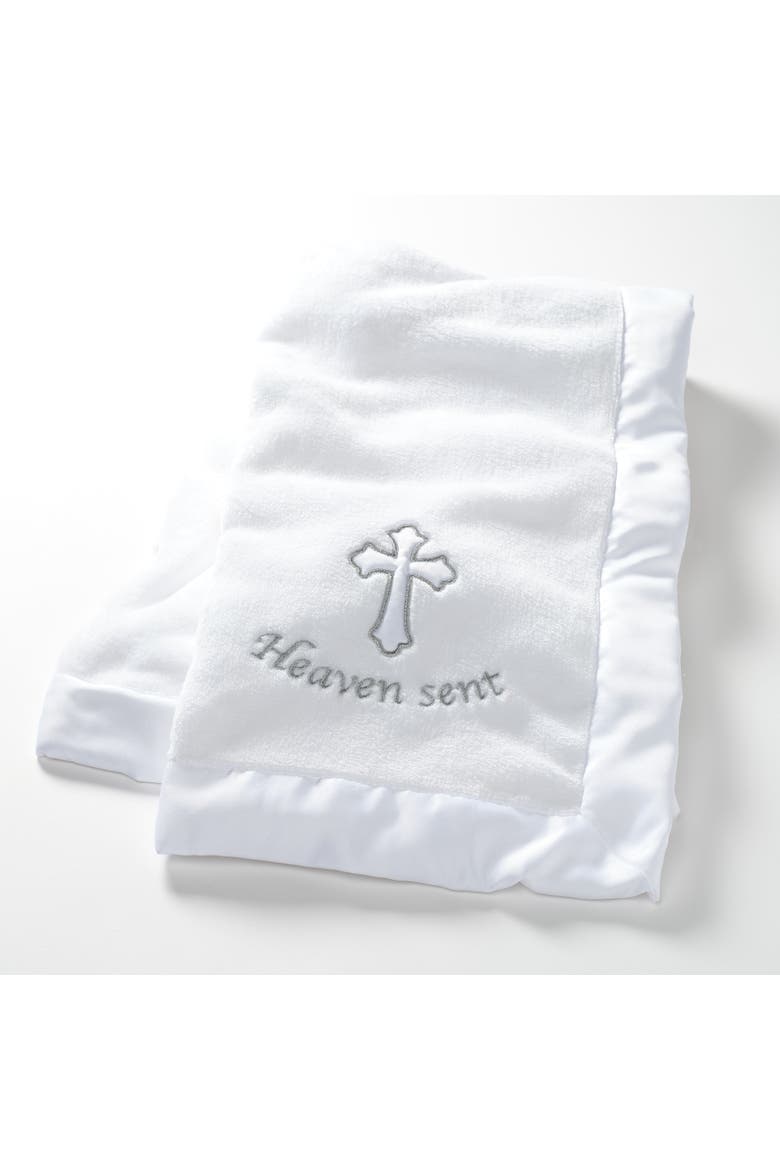 Heaven Sent Baptism/Christening Soft Fleece Baby Blanket, Main, color, White