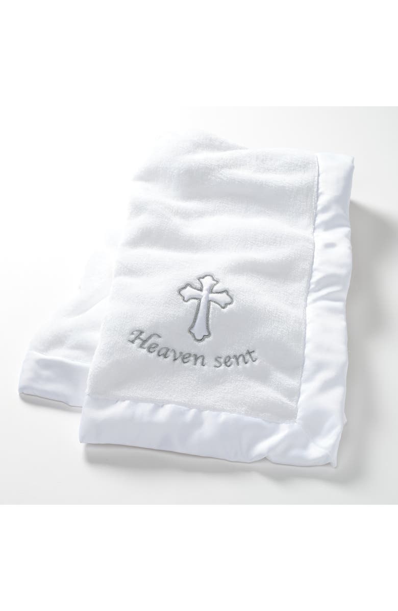 Lambs & Ivy Heaven Sent Baptism/Christening Soft Fleece Baby Blanket, Main, color, White