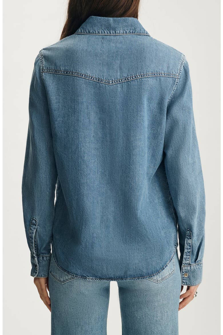 Angela Denim Western Shirt, Alternate, color, MID BLUE FEATHER BLUE
