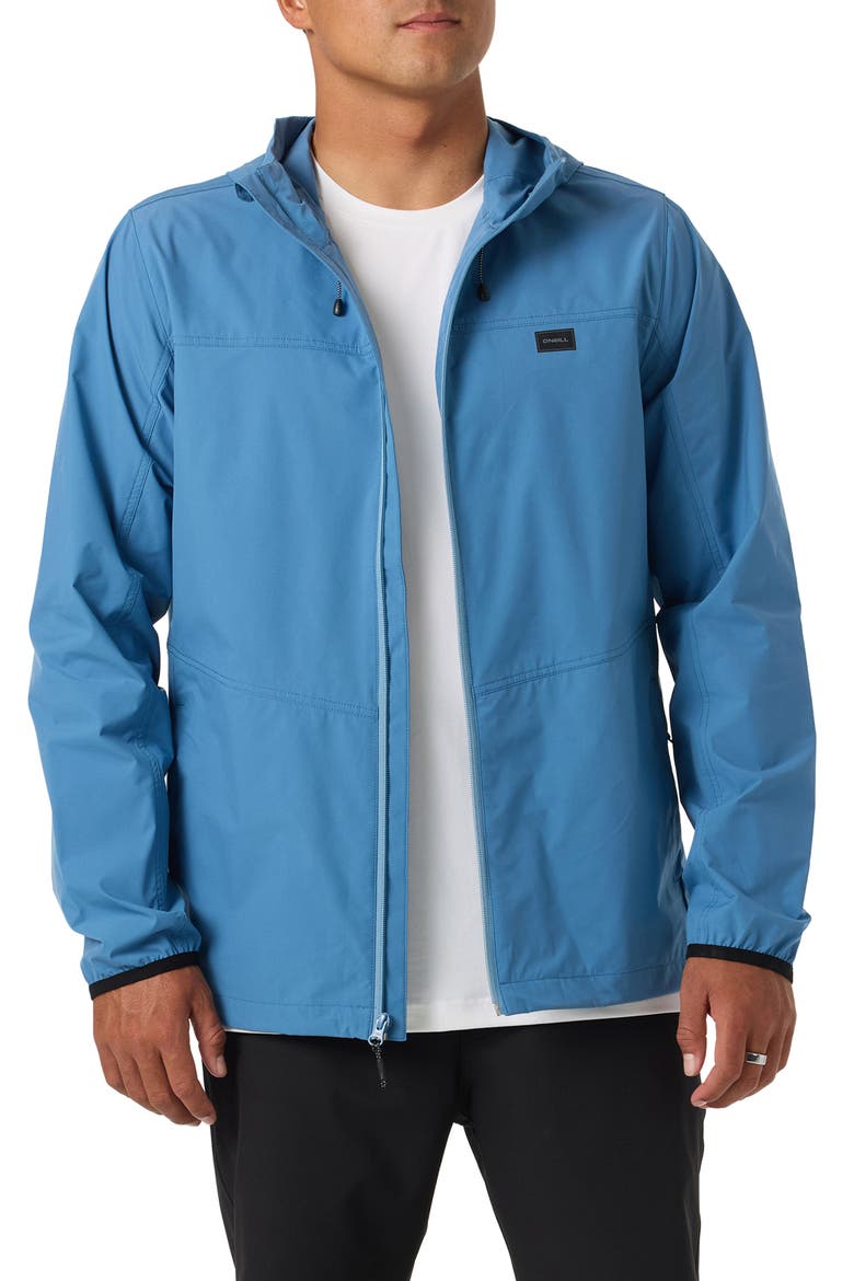 TRVLR Hooded Water Repellent Jacket, Main, color, CAPTAINS BLUE
