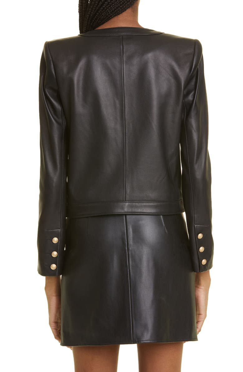 L'AGENCE Jayde Collarless Leather Jacket, Alternate, color, 