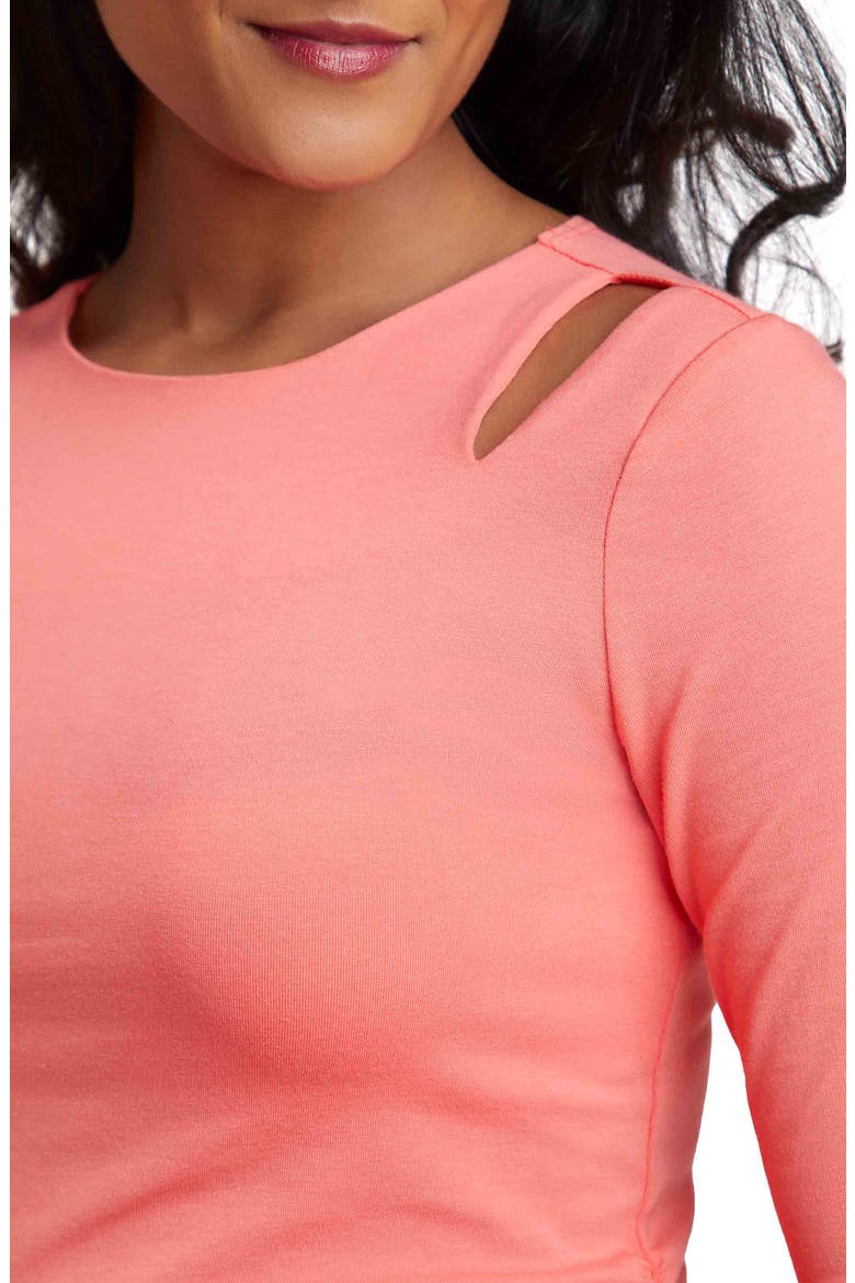 Double Keyhole Maternity Top, Alternate, color, CORAL