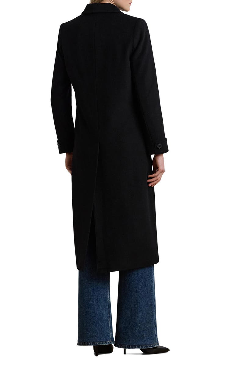 Lauren Ralph Lauren Longline Wool Blend Reefer Coat, Main, color, Black