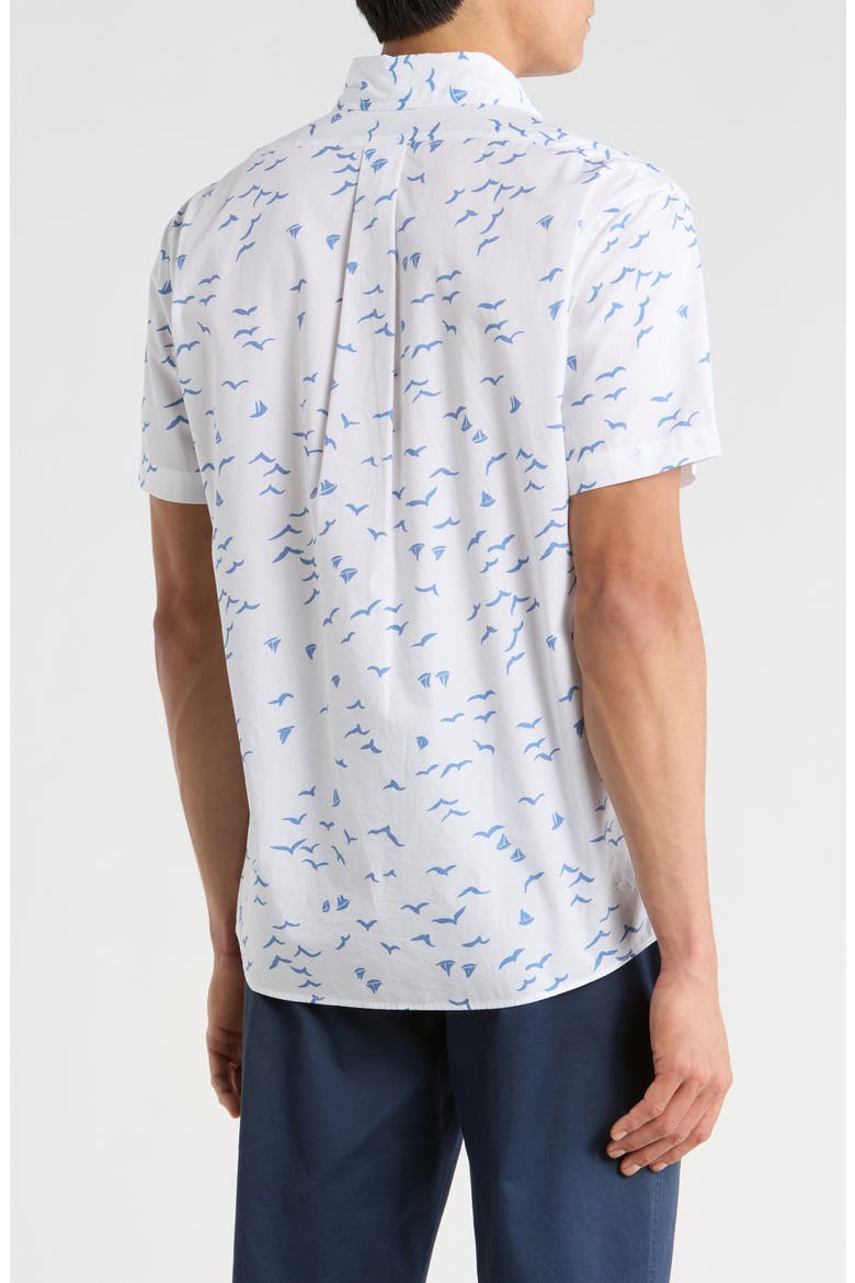 Sport Fit Short Sleeve Cotton Button-Up Shirt, Alternate, color, WHITE BLUE