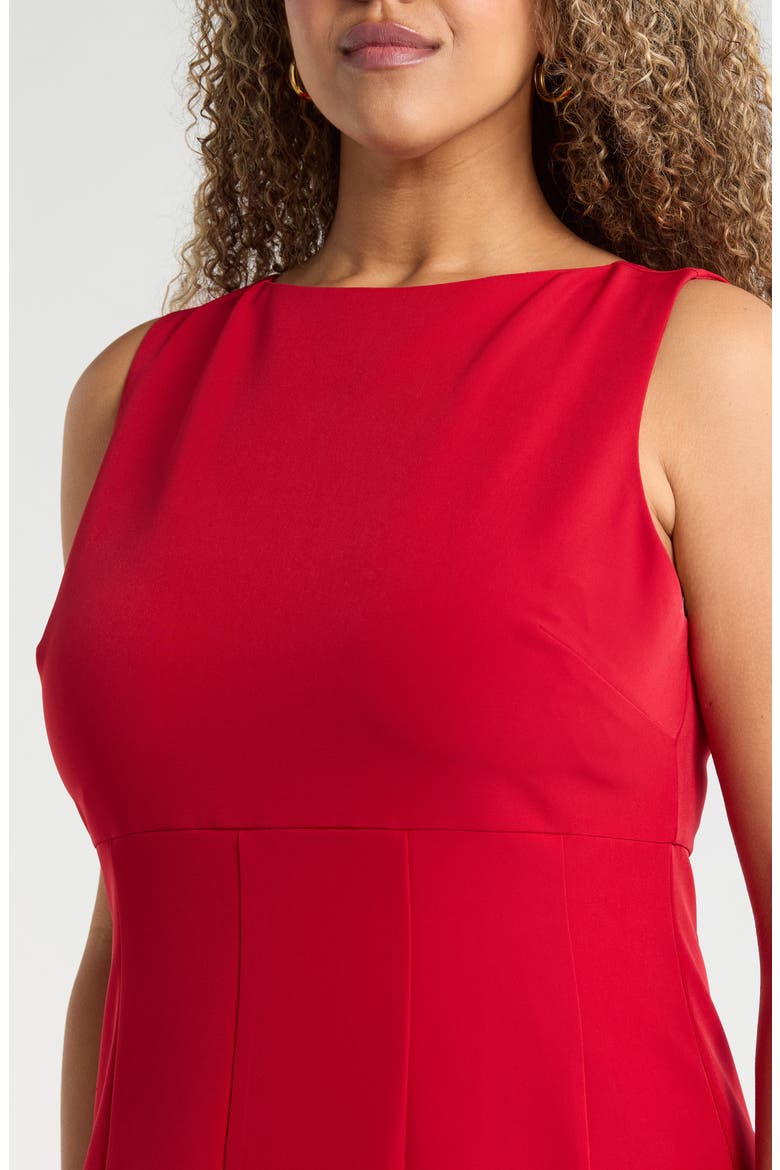 Bateau Neck Seamed Midi Dress, Alternate, color, RED EMBOLDENED