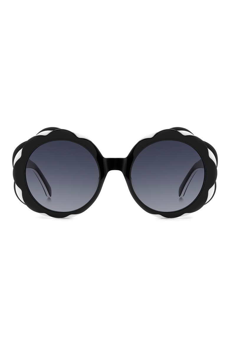 vivi 54mm round sunglasses, Main, color, BLACK WHITE BLACK/ DARK GREY