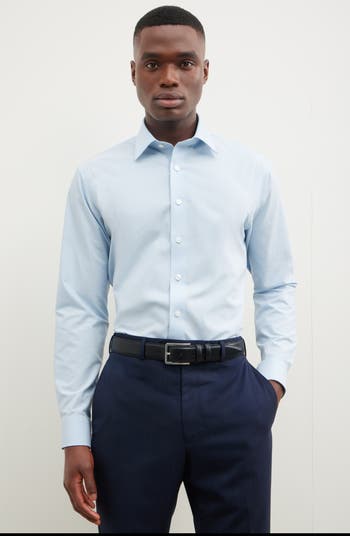 nordstrom tailored fit dress shirt DS100B Blue Fine Piquet Dress Shirt – Marcello Sport main image 0