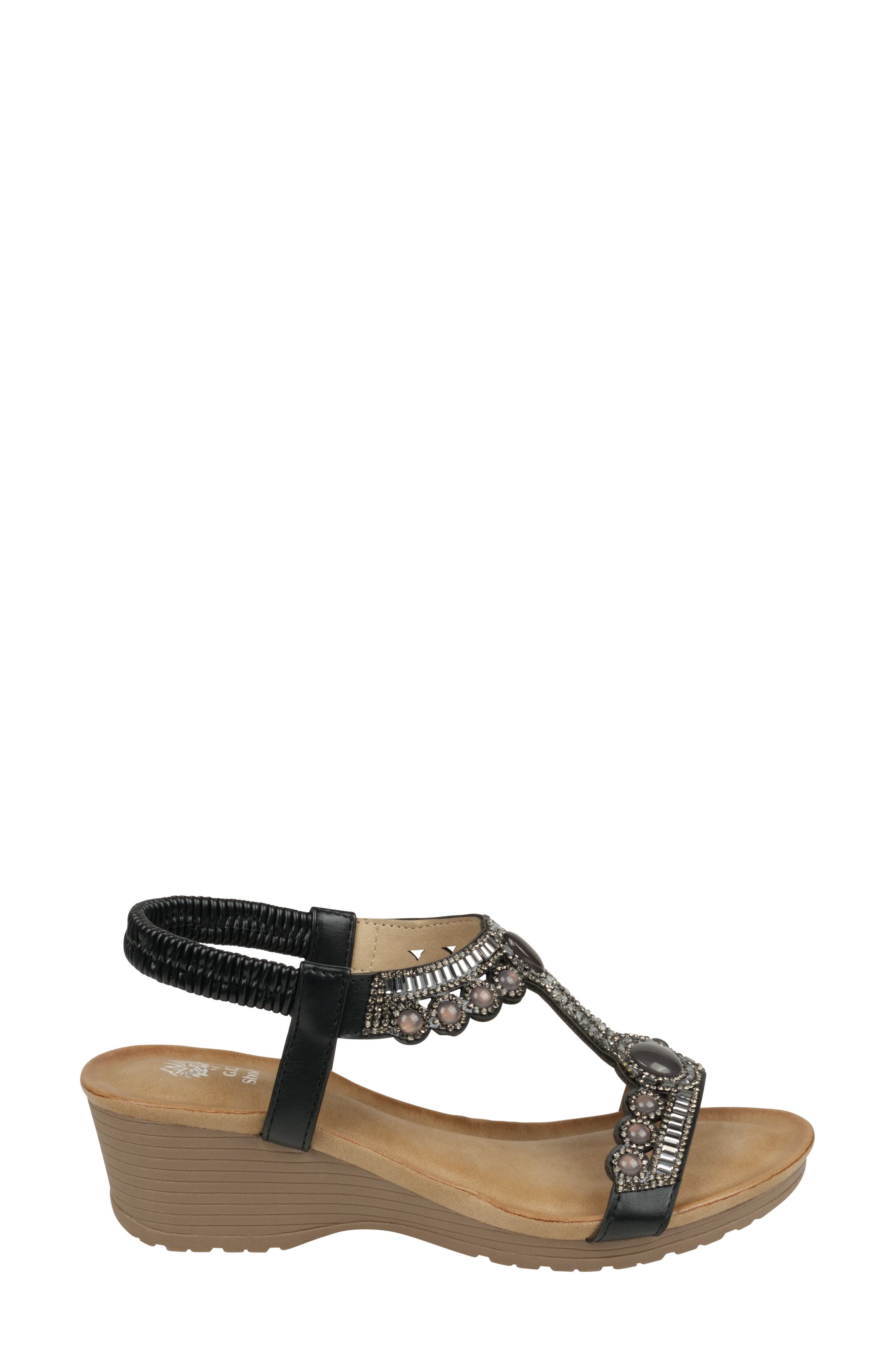 GOOD CHOICE NEW YORK Fiah Embellished Ankle Strap Wedge Sandal, Alternate, color, 