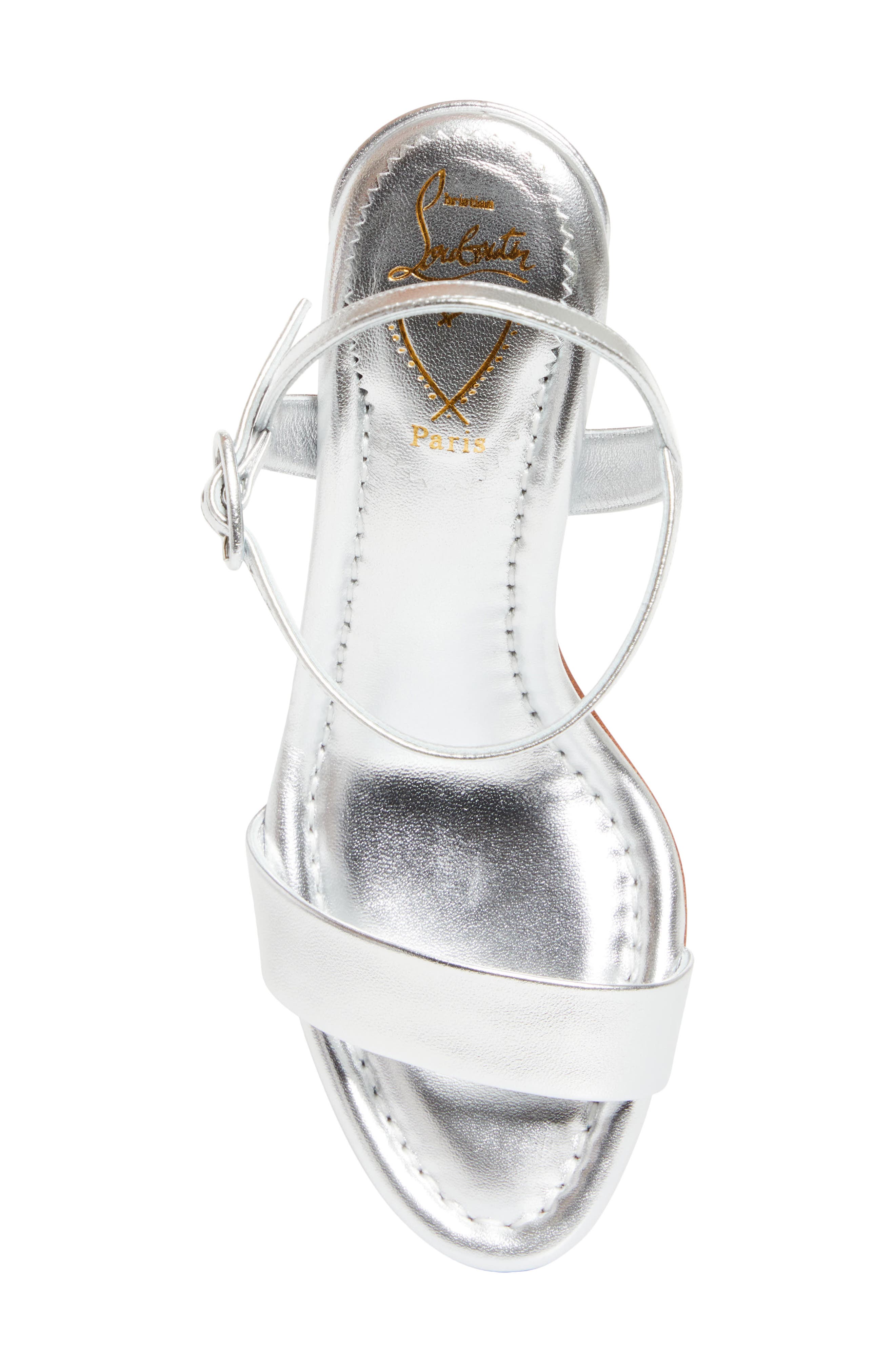 Christian Louboutin Miss Jane Sandal, Alternate, color, Silver/ Silver