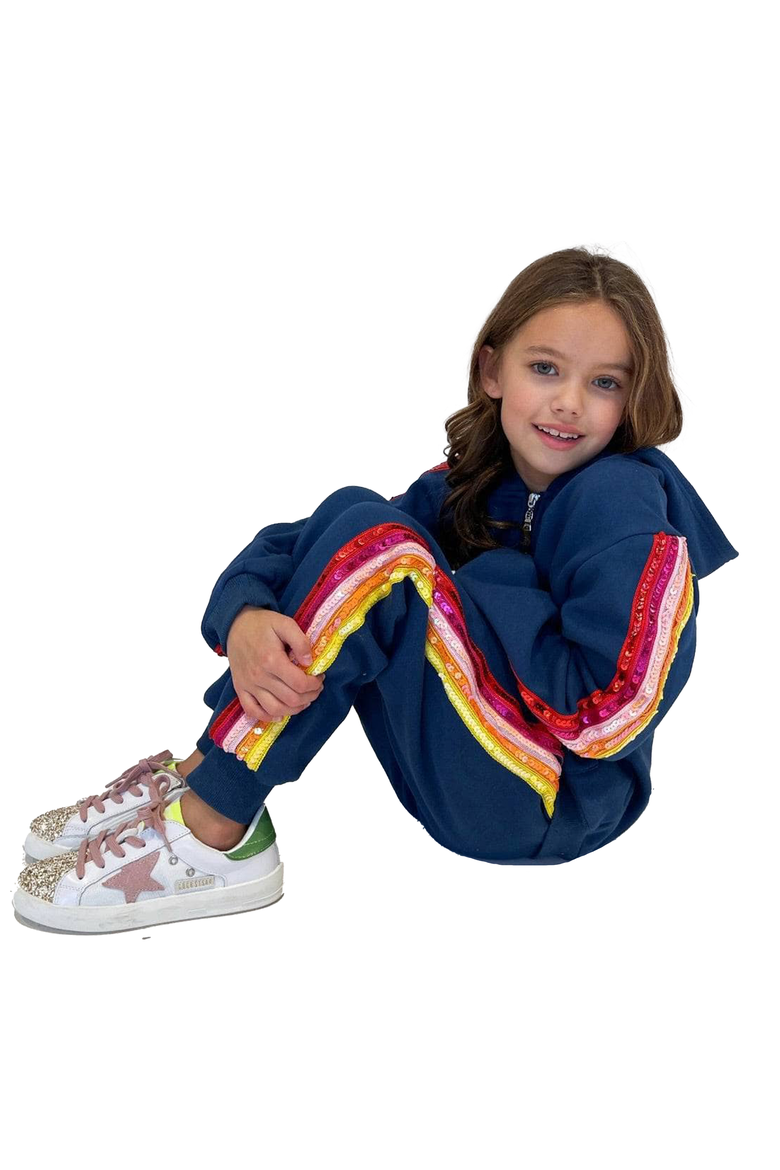 Navy Sequin Hoodie Trackset, Alternate, color, Blue