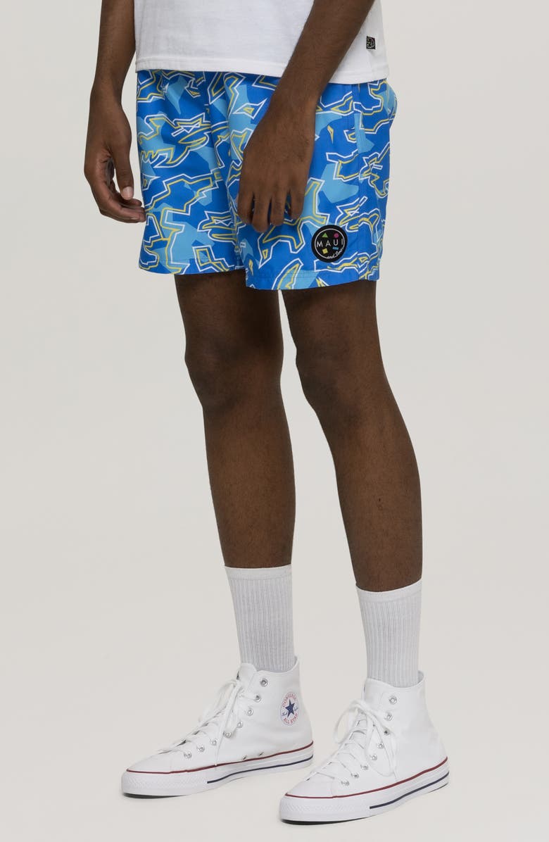 Maui & Sons Bad Fish Microfiber Swim Trunks, Alternate, color, 