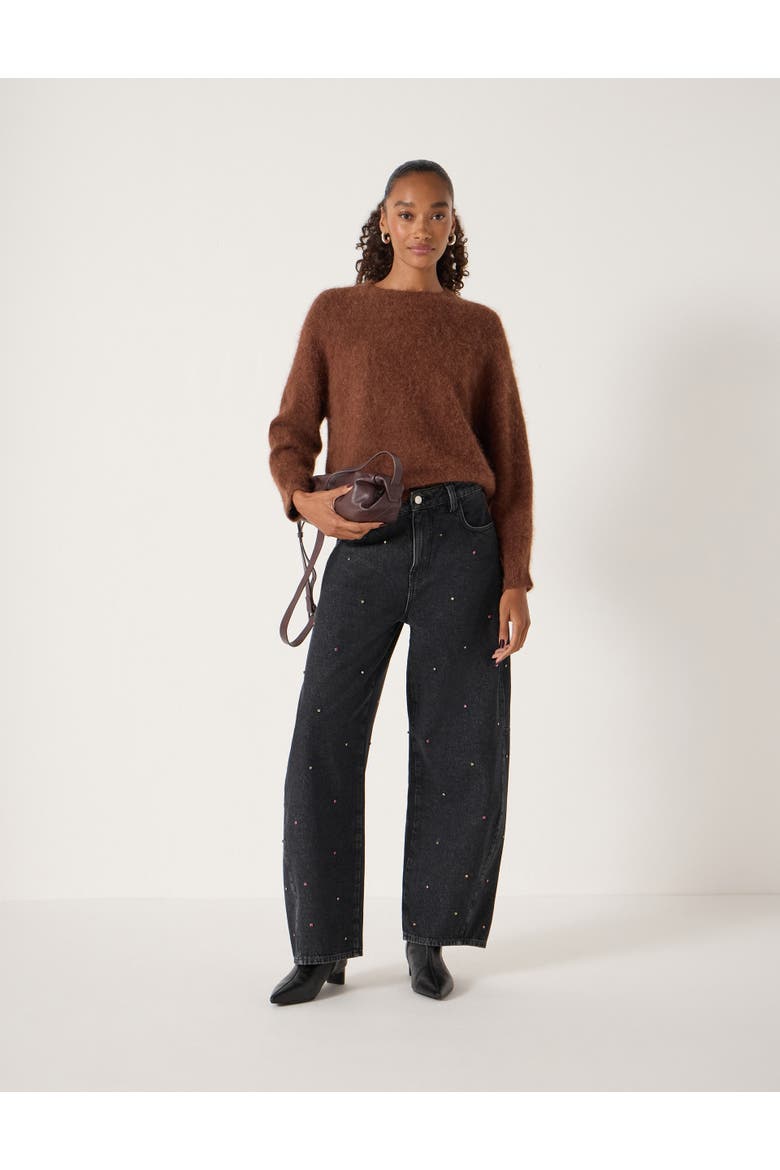 Embellished Bree Barrel Leg Jeans, Alternate, color, Washed Black